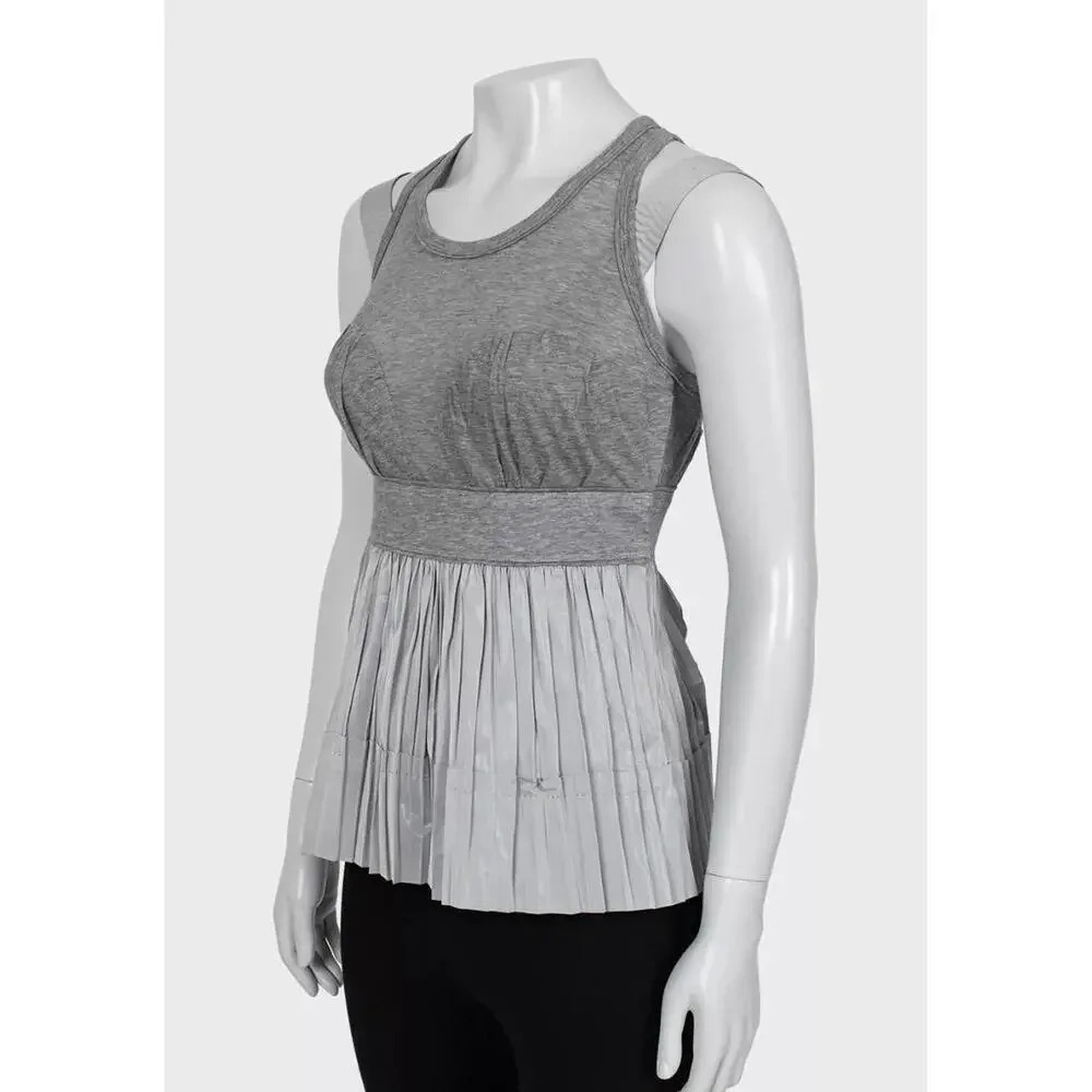 NWT Louis Vuitton Vintage Gray Pleated Flare Top Blouse FR-36 France